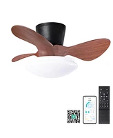 Streamdale Furniture 24" Walnut Ceiling Fan with Lights, Remote & Led