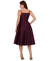 Adrianna Papell Mikado Square-Neck Fit & Flare Midi Dress