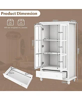 Sugift 55 Inch Bookcase Cabinet with Tempered Glass Doors