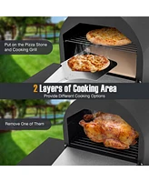 Sugift Outdoor Pizza Oven with 600D Oxford Fabric Cover 12 Inch Pizza Stone and Cooking Grill