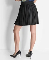 Dkny Women's Pleated Logo-Clasp Flared Mini Skirt