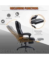 Streamdale Furniture Vinsetto High Back Massage Office Chair, 6-Point Vibration, Pu Leather, Reclining & Swivel, Black