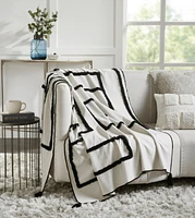 Ihi Home Lulu Tufted Cotton Throw Blanket I 50"x 70" I Ivory Black