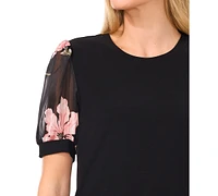 CeCe Women's Floral Puff-Sleeve Blouse