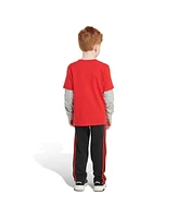 adidas Little & Toddler Boys Two-Piece Layered Cotton Tee Pant Set