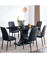 Streamdale Furniture Luxury Faux Marble Dining Set for 6-8