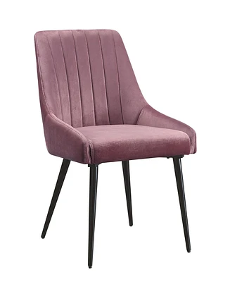 Simplie Fun Caspian Side Chair, Pink Fabric & Black Finish