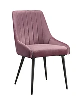 Simplie Fun Caspian Side Chair, Pink Fabric & Black Finish