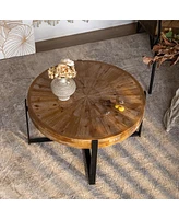 Streamdale Furniture 33.46" Splicing Round Coffee Table with Retro Design