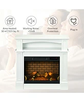 Simplie Fun 32" Electric Fireplace with Mantel, Led Flame, Remote Control, 700with 1400W, White