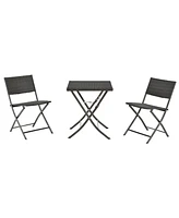 Simplie Fun Durable & Stylish Folding Rattan Bistro Set for Outdoor Comfort