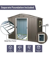 Streamdale Furniture 8ft x 6ft Outdoor Metal Storage Shed with Window Grey(W540S00016)