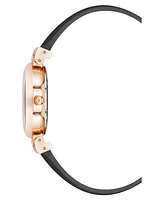 Anne Klein Women's Quartz Black Classic Leather and Rose Gold-Tone Alloy Metal Strap Watch, 28mm