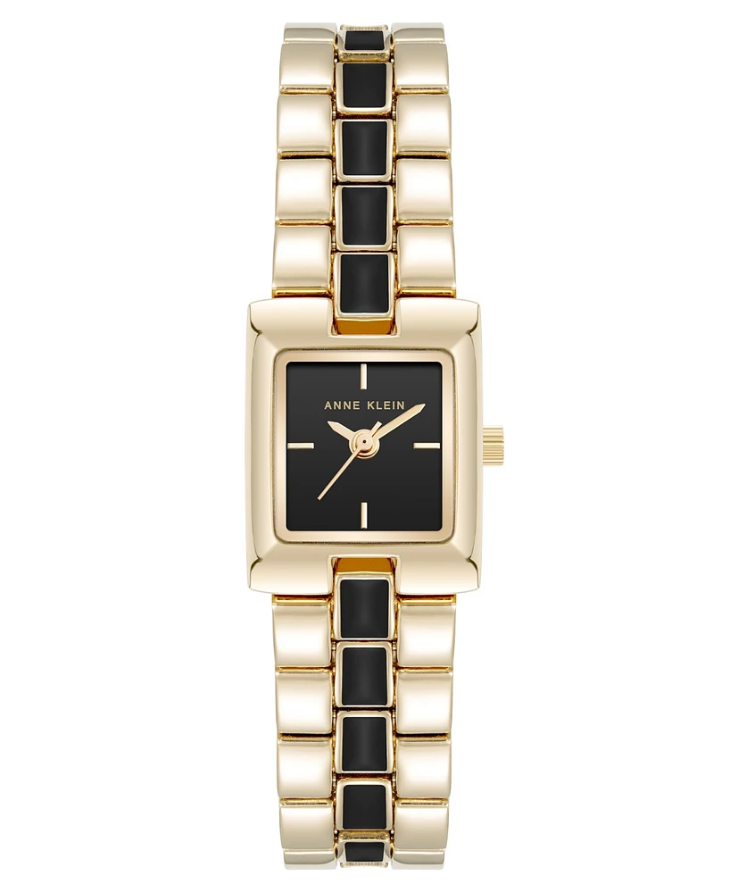 Anne Klein Women's Quartz Petite Enamel Center Link -Tone Alloy Metal Bracelet Watch, 17.5mm