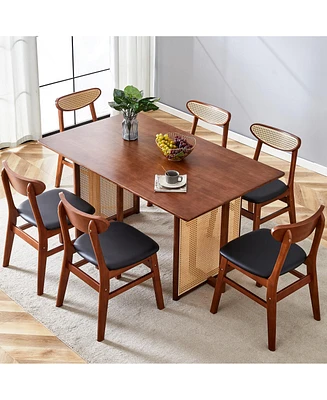 Simplie Fun Solid Wood Dining Set: Table & Chairs for Home & Office