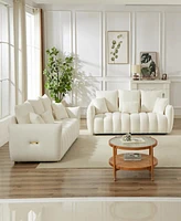 Streamdale Furniture Modern 3+3 Sofa: Teddy Fabric, Wooden Frame, 6 Cushions