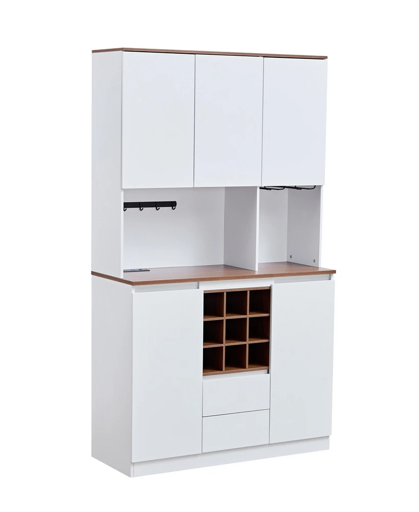 Simplie Fun Farmhouse Coffee & Wine Cabinet with Storage, 68.89