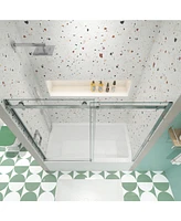 Sliding Bathtub Shower Door, 5/16" Tempered Glass, Polished Finish