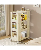 Simplie Fun 3-Tier Rolling Storage Cart with Drawer and Lockable Wheels