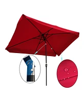 Simplie Fun 10 X 6.5FT Rectangular Patio Umbrella Outdoor Market Umbrellas With Crank And Push Button