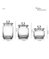 Whole Housewares Glass Apothecary Jars with Lids for Organization Set 3 Pieces