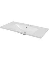 Streamdale Furniture 36 Single Bathroom Vanity Top With Basin, 3-Faucet Holes, Ceramic