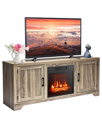 Gymax 1400W Electric Fireplace Tv Stand Storage Cabinet Console &Heater for 65" Tv