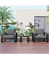 Streamdale Furniture Aluminum Frame Patio Set with Thick Cushion & Coffee Table