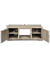 Gymax Tv Stand Entertainment Center Console Home Media Storage W/ 2 Doors for 65" Tv