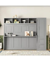 Streamdale Furniture Queen Murphy Bed Wall With Closet And Drawers