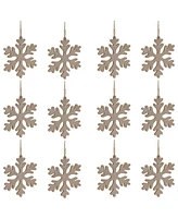 Slickblue Snowflake Ornament (Set of 12) 8"H Wood