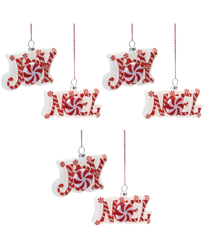 Slickblue Set of 6 Joy and Noel Ornaments for Festive Holiday Cheer