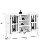 Gymax Wood Tv Stand Entertainment Media Center Console for Tv up to 50'' White