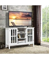 Gymax Wood Tv Stand Entertainment Media Center Console for Tv up to 50'' White