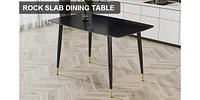 Streamdale Furniture Minimalist Black and Gold Dining Table 50"x30"x30"