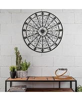 Streamdale Furniture 42 Inch Round Medallion Wall Mount Metal Accent Decor, Handmade Circle Design, Antique