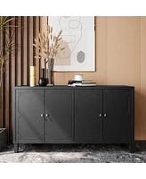 Streamdale Furniture 4-Door Matte Black Accent Cabinet for Multiple Rooms