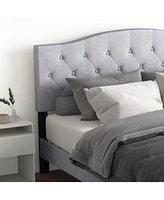 Sugift Queen Size Upholstered Platform Bed with Button Tufted Headboard-Queen Size