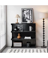 Streamdale Furniture 4-Tier Black Book Shelf & Coffee Table