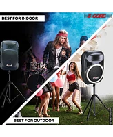 5 Core Speaker Stand Black Pair Tripod Floor Adjustable Up to 48 Inch Dj Studio Monitor Stands Pole Mount