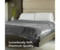 Cariloha Fleece Blanket | Onyx | Queen | Viscose Material | Satin Binding Border | Sized for Top of Bed | Ideal for Year Round Use