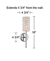 Annara Modern Wall Sconce Lighting Chrome Silver Metal Hardwired 16" High Fixture Clear Crystal Cylinder for Bedroom Bathroom Bedside Living Room Home