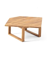 Premium Acacia Wood Corner Chair and Coffee Table with Water-Resistant Cushions