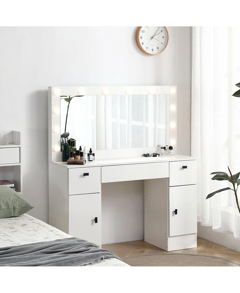 Streamdale Furniture Lighted Mirror Vanity Desk with Storage