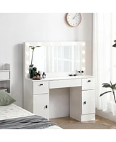 Streamdale Furniture Lighted Mirror Vanity Desk with Storage