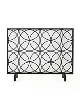 Streamdale Furniture Geometric Iron Fireplace Screen with Single Overlapping Panel