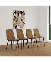 Simplie Fun Mid-Century Round Tulip Dining Table & 4 Textured Suedette Chairs