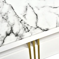Elevated Home Decor Luxurious Marble Tv Stand and Coffee Table with Easy Mobility