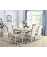 Simplie Fun 7-piece Dining Set, Turned-Leg Dining Table with 6 Tufted Chairs