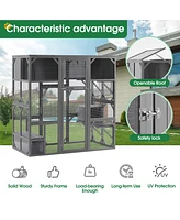 Streamdale Furniture Spacious Cat Enclosure with Uv Roof and Multiple Platforms